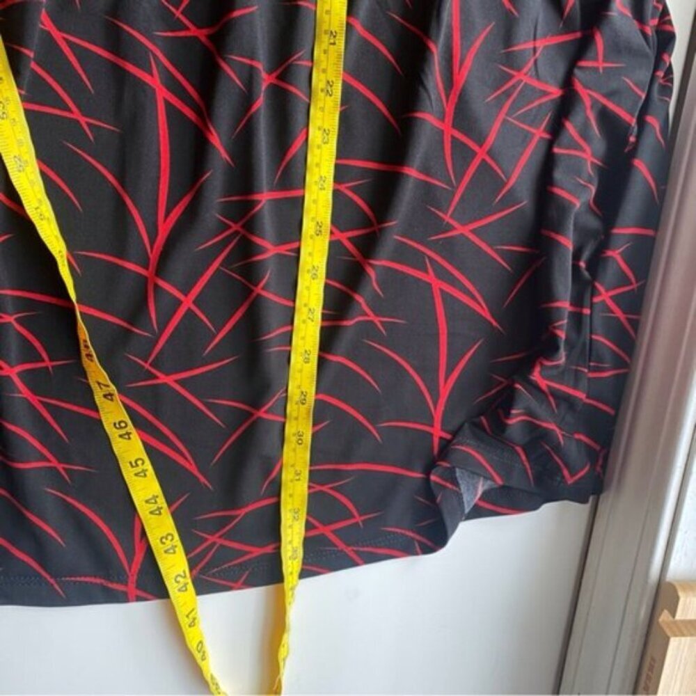 Ulla Popken Black Red Abstract Print Tunic Dress 3/4 Sleeve - Picture 12 of 14